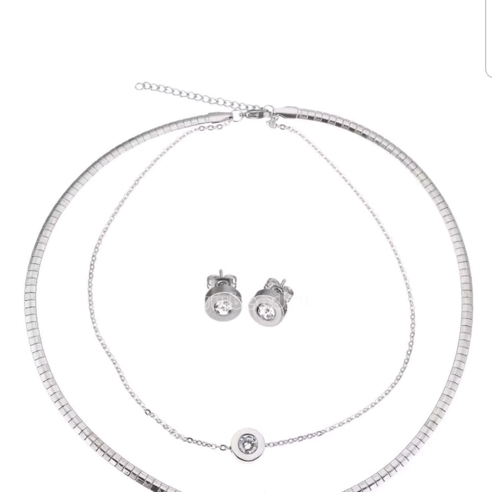 Stainless Steel Necklace & Earrings Set